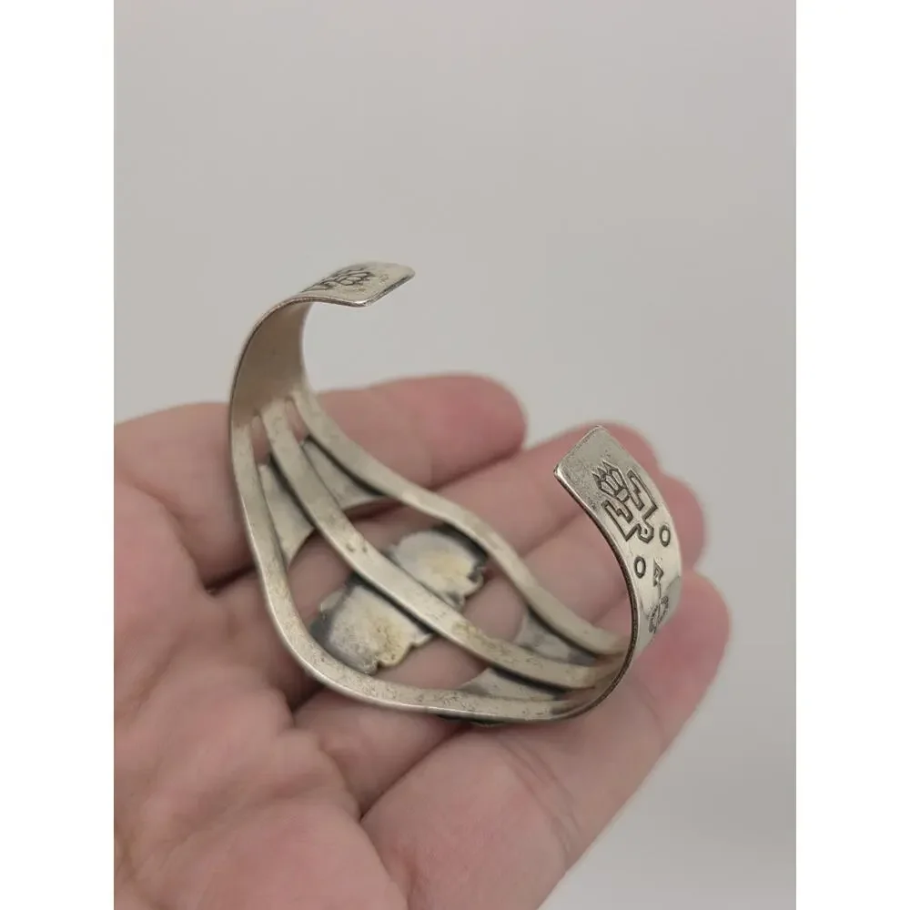 Vintage Singed BELL TRADING POST Sterling Silver Turquoise Cuff - Picture 8 of 15